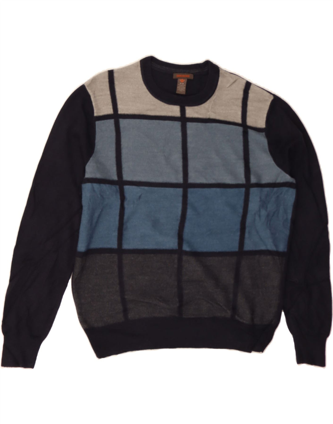 DOCKERS Mens Crew Neck Jumper Sweater Medium Navy Blue Colourblock Acrylic Vintage Dockers and Second-Hand Dockers from Messina Hembry 