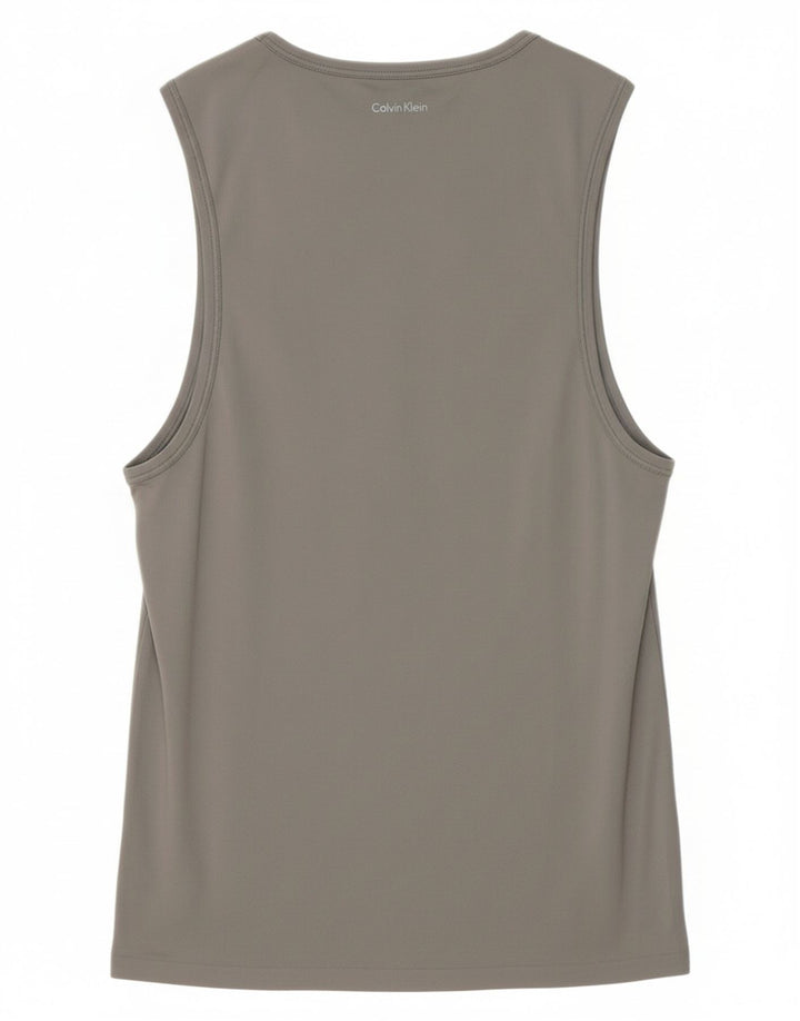 CALVIN KLEIN Mens Vest Top Large Grey Nylon