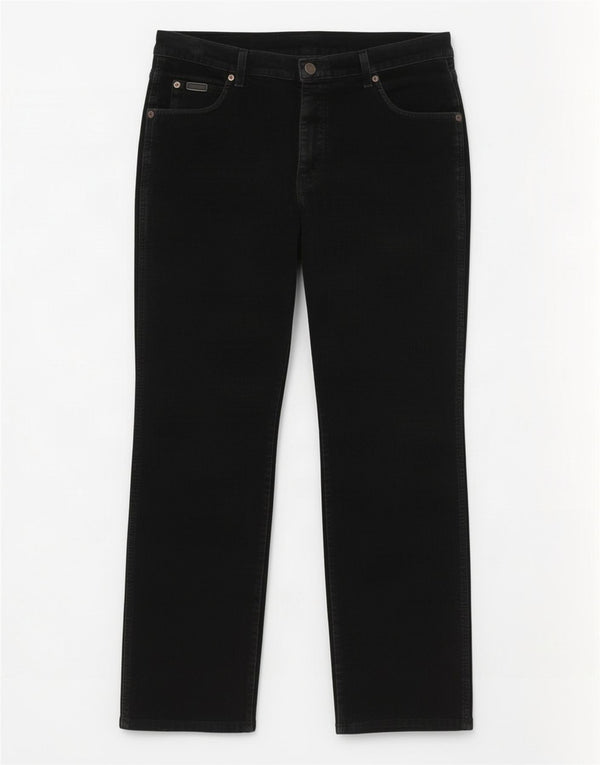Wrangler Mens Texas Stretch Straight Corduroy Trousers W36 L30 Black Cotton