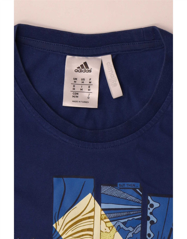 Adidas Herre Climalite grafisk T-shirt top mellem marineblå bomuld