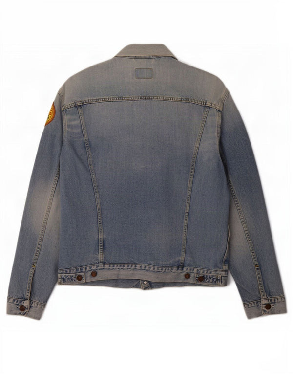 Levi's Herre Acid Wash Graphic Denim Jacket UK 42 XL Blue Cotton