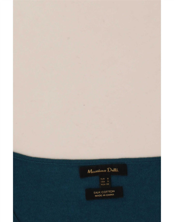 Massimo Dutti Dame V-hals sweater UK 10 Small Blue Silk