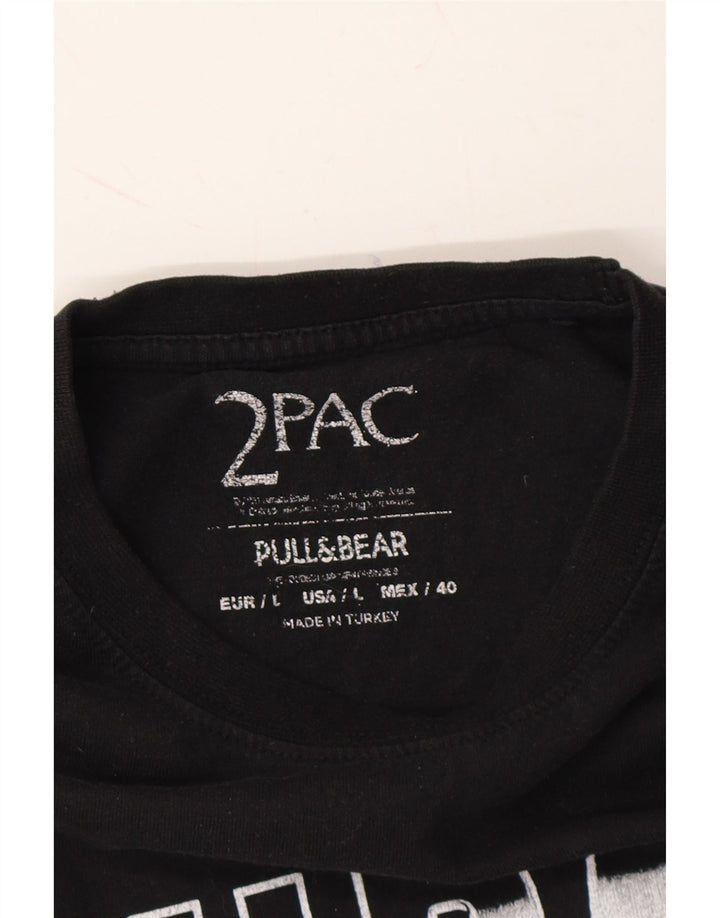 PULL & BEAR Mens 2 Pac Graphic T-Shirt Top Large Black Cotton Vintage Pull & Bear and Second-Hand Pull & Bear from Messina Hembry 