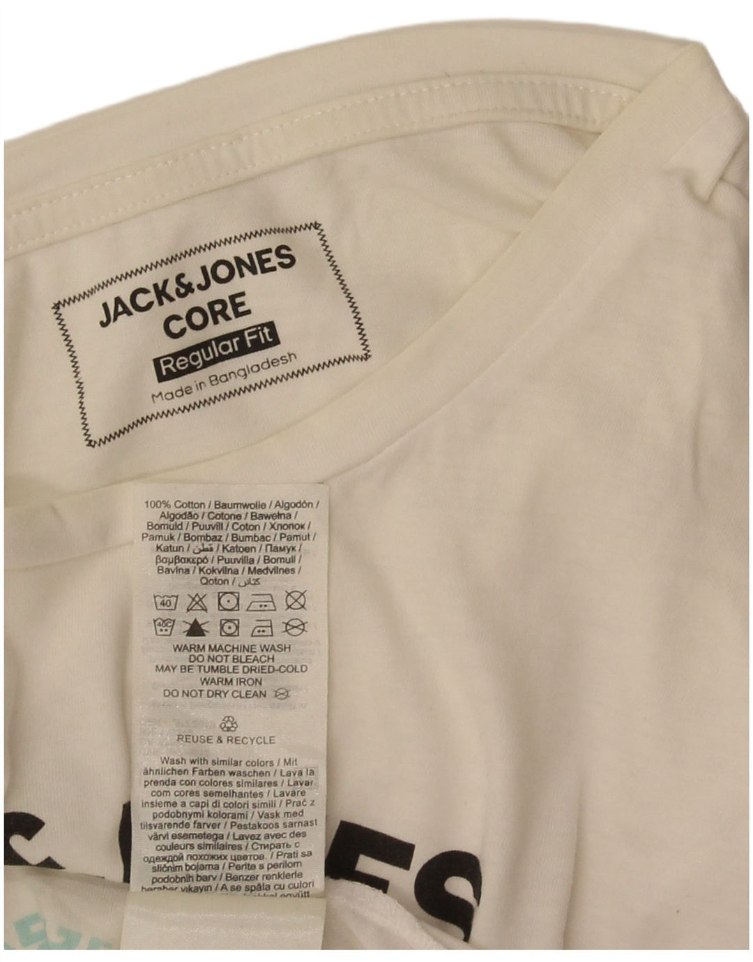 Jack & Jones Herre Regular Fit Grafisk T-shirt Top Medium Hvid Bomuld
