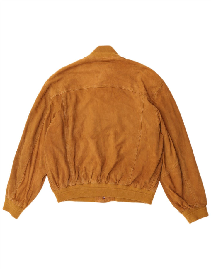 Vintage herre ruskind bomberjakke IT 52 XL brunt læder