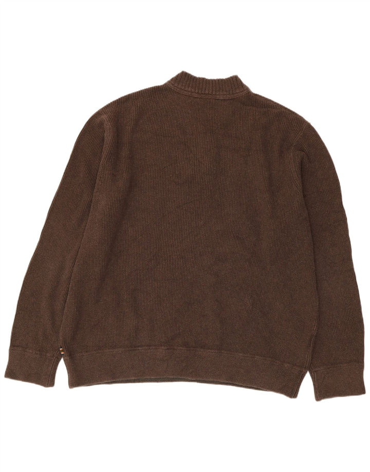 Eddie Bauer Herre Button Neck Jumper Sweater 3XL Brun