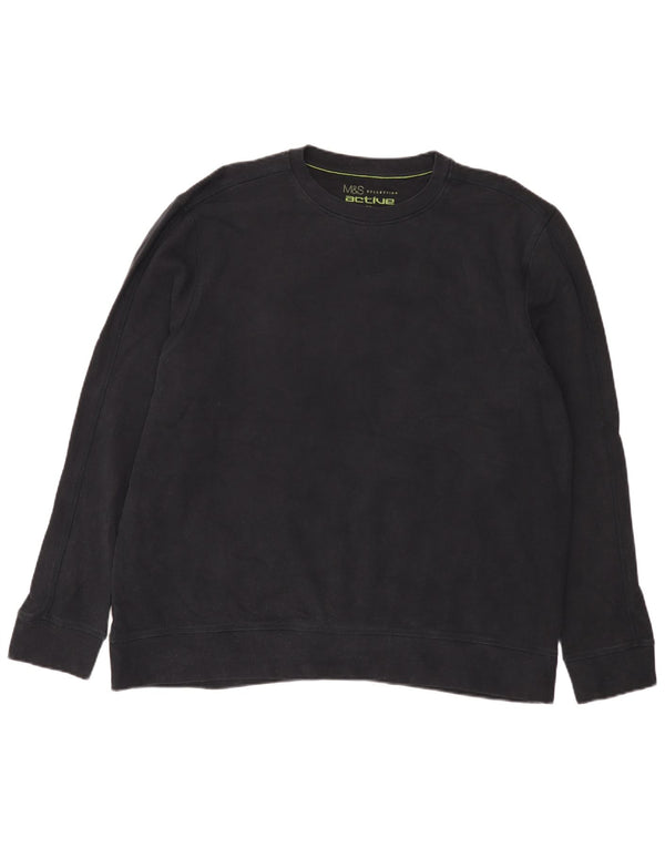 Marks & Spencer Herre Regular Fit Sweatshirt Jumper 2XL marineblå bomuld