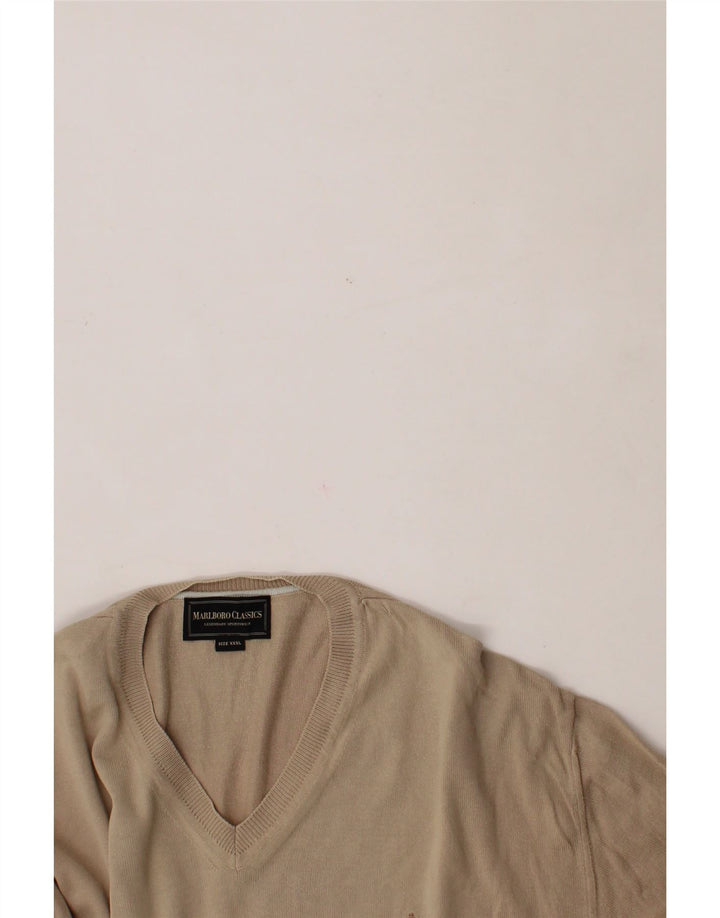 MARLBORO CLASSICS Mens V-Neck Jumper Sweater 3XL Grey Vintage Marlboro Classics and Second-Hand Marlboro Classics from Messina Hembry 