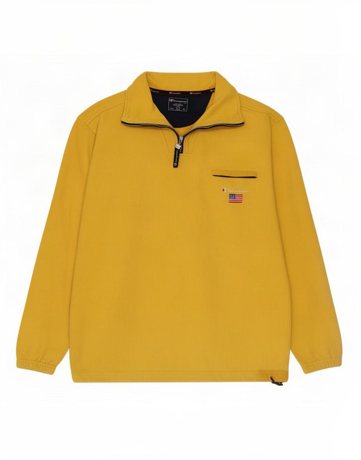 Champion Herre Zip Neck Sweatshirt Jumper Stor Gul Bomuld