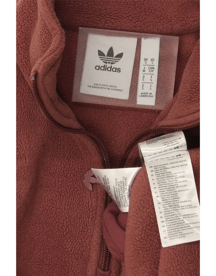 Adidas Herre grafisk fleecetrøje med lynlåshals lille brun polyester