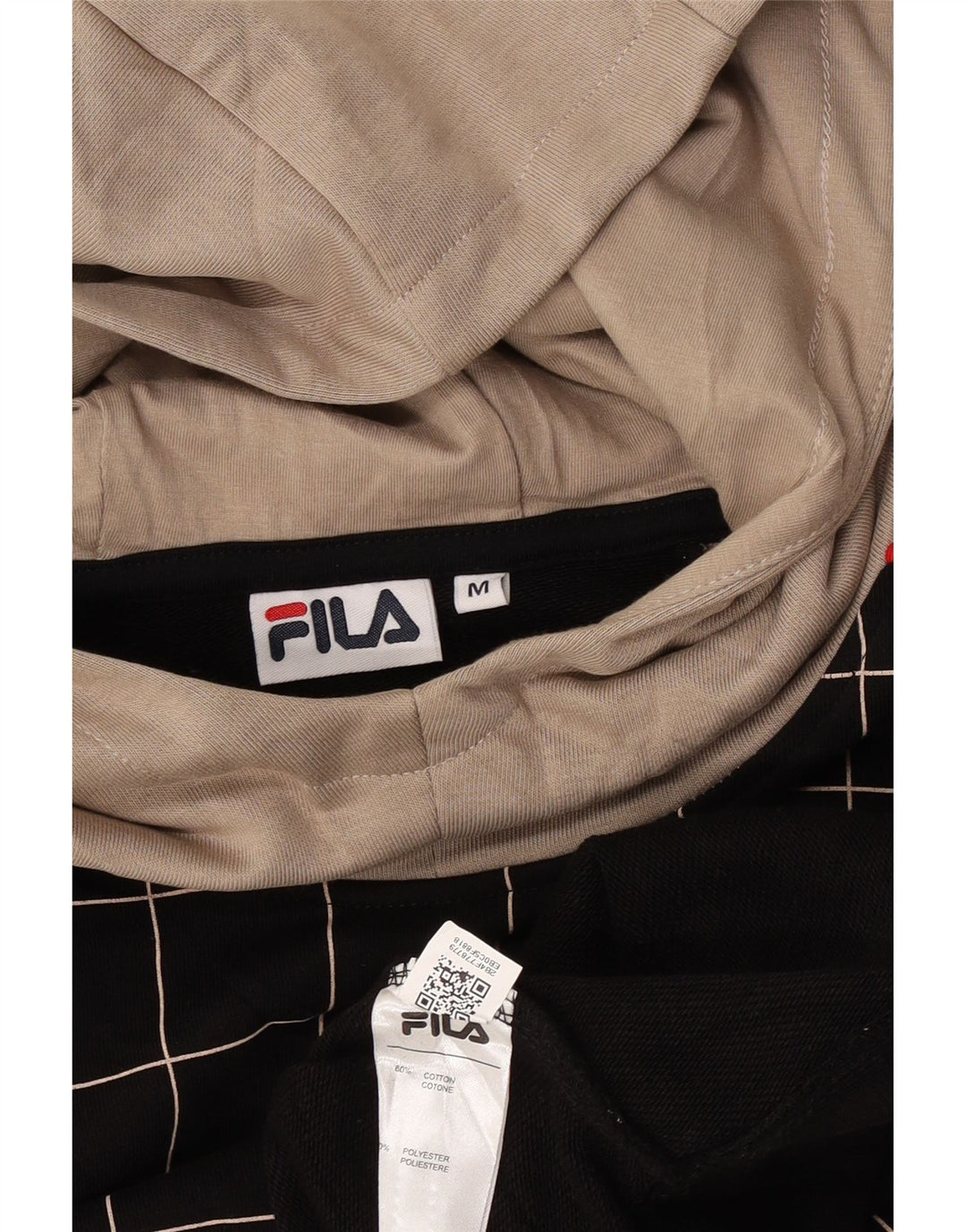 Fila Herre Change the Game Grafisk hættetrøje Jumper Medium sort ternet bomuld