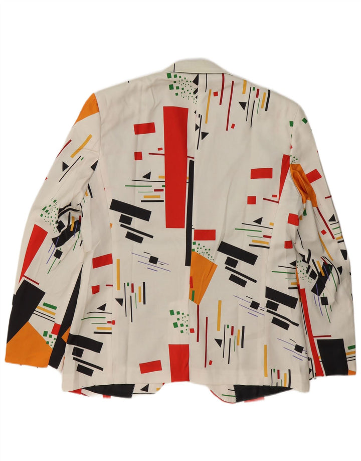 Vintage Herre 1 Knap Blazer Jacket UK 40 Stor Hvid Geometrisk
