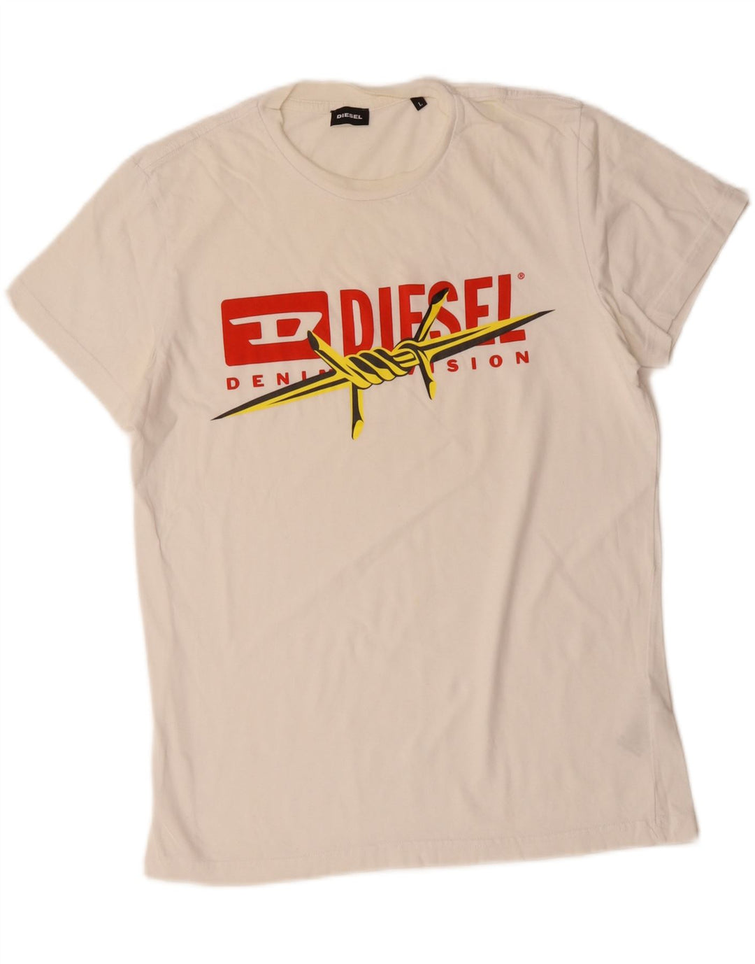 Diesel Herre grafisk T-shirt Top Stor Off White Bomuld
