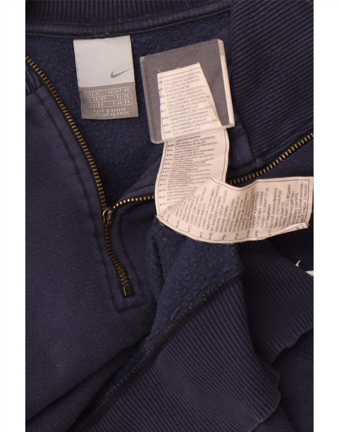 NIKE sweatshirt med lynlås til mænd UK 45/47 XL marineblå bomuld