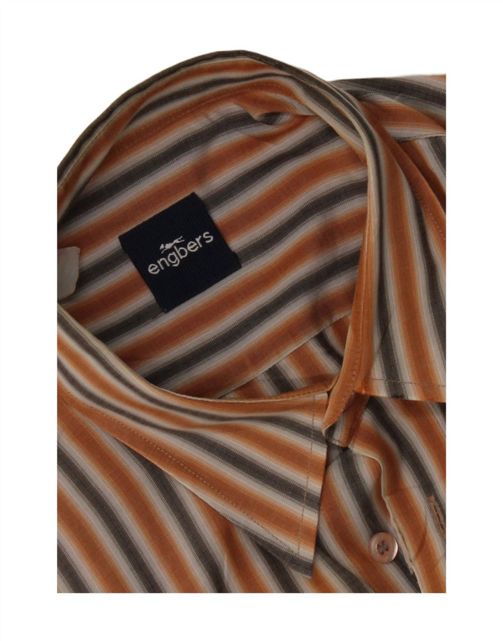 ENGBERS Mens Short Sleeve Shirt Large Orange Striped