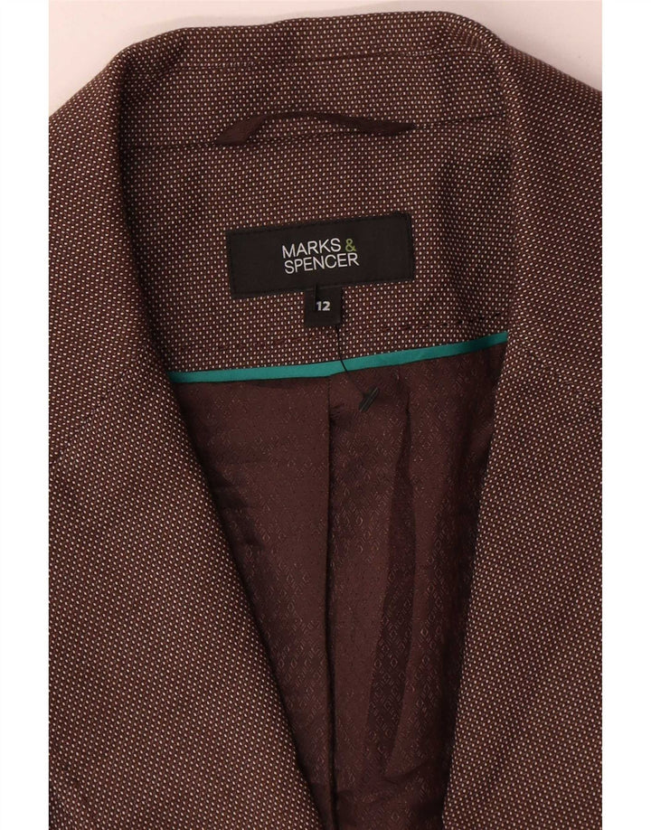 Marks & Spencer Dame 1-knaps blazerjakke UK 12 Medium Brun Plettet