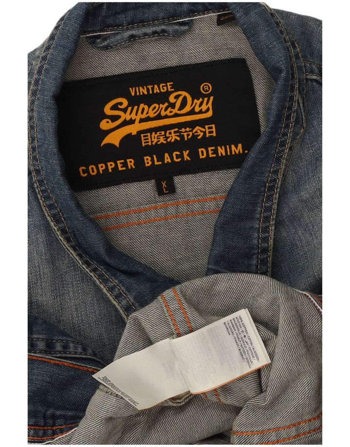 Superdry denimjakke til mænd UK 42 XL blå bomuld