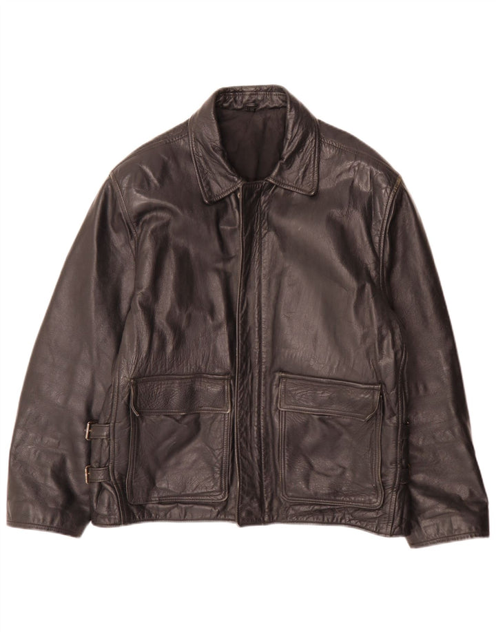 Vintage herre læderjakke IT 48 Medium Sort