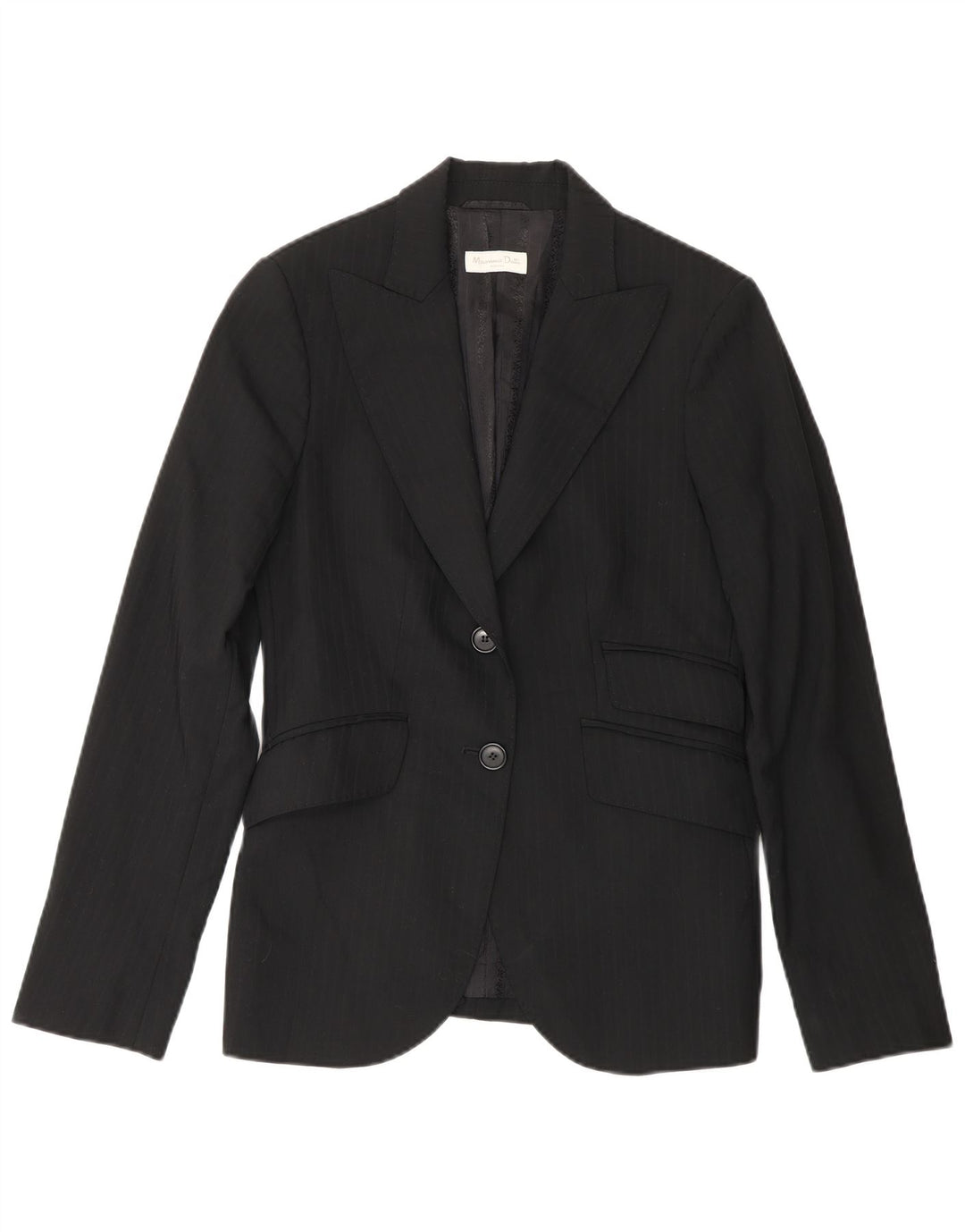 Massimo Dutti Dame 2 Button Blazer Jacket EU 38 Small Black Pinstripe