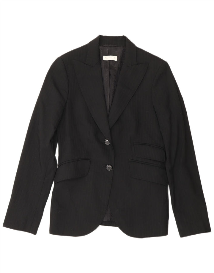 Massimo Dutti Dame 2 Button Blazer Jacket EU 38 Small Black Pinstripe