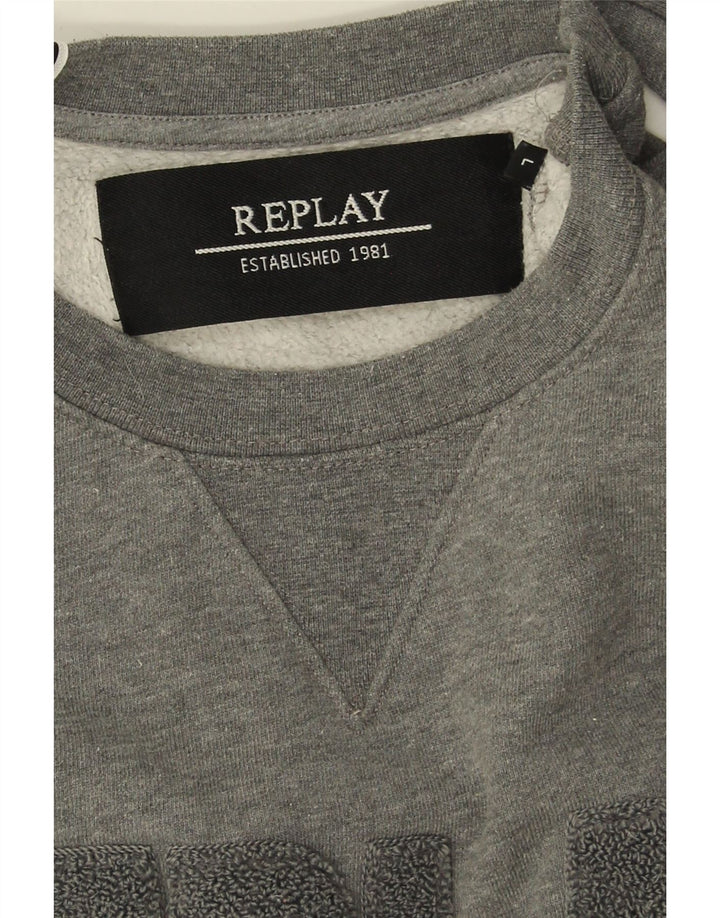 REPLAY Herre Grafisk Sweatshirt Jumper Large Grå