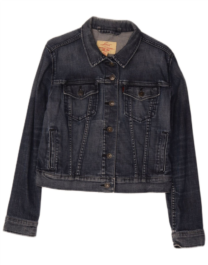 Levi's Womens Crop denimjakke UK 12 Medium Navyblå Bomuld