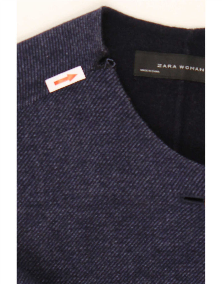 Zara Dame Oversized Overfrakke UK 16 Large Navy Blue