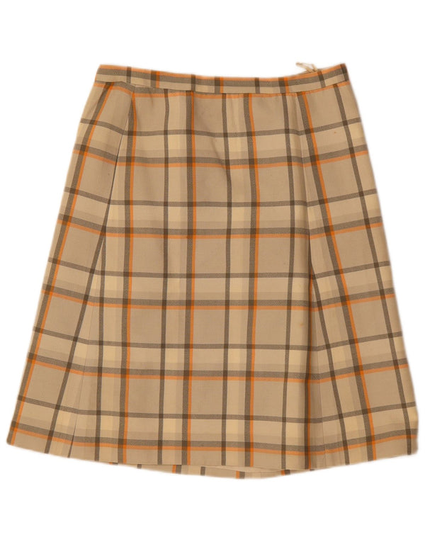 VINTAGE Womens A-Line Skirt W30 Medium Beige Check
