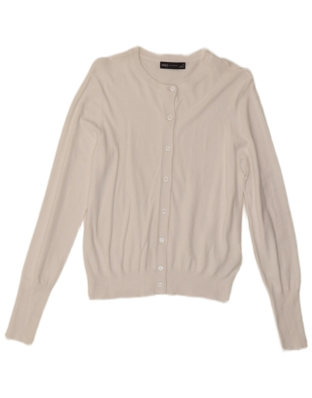 Marks & Spencer Dame Cardigan Sweater UK 10 Small White Viscose