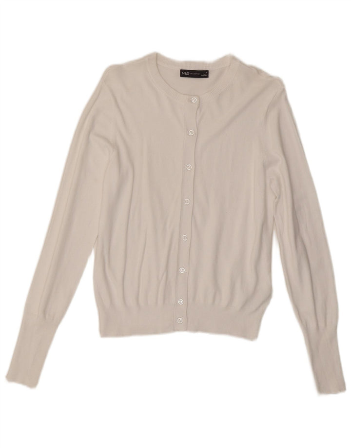 Marks & Spencer Dame Cardigan Sweater UK 10 Small White Viscose