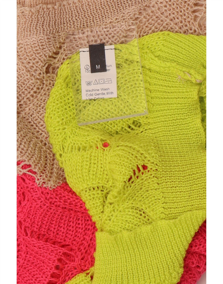 VINTAGE Dame Boat Neck Jumper Sweater UK 14 Medium Flerfarvet