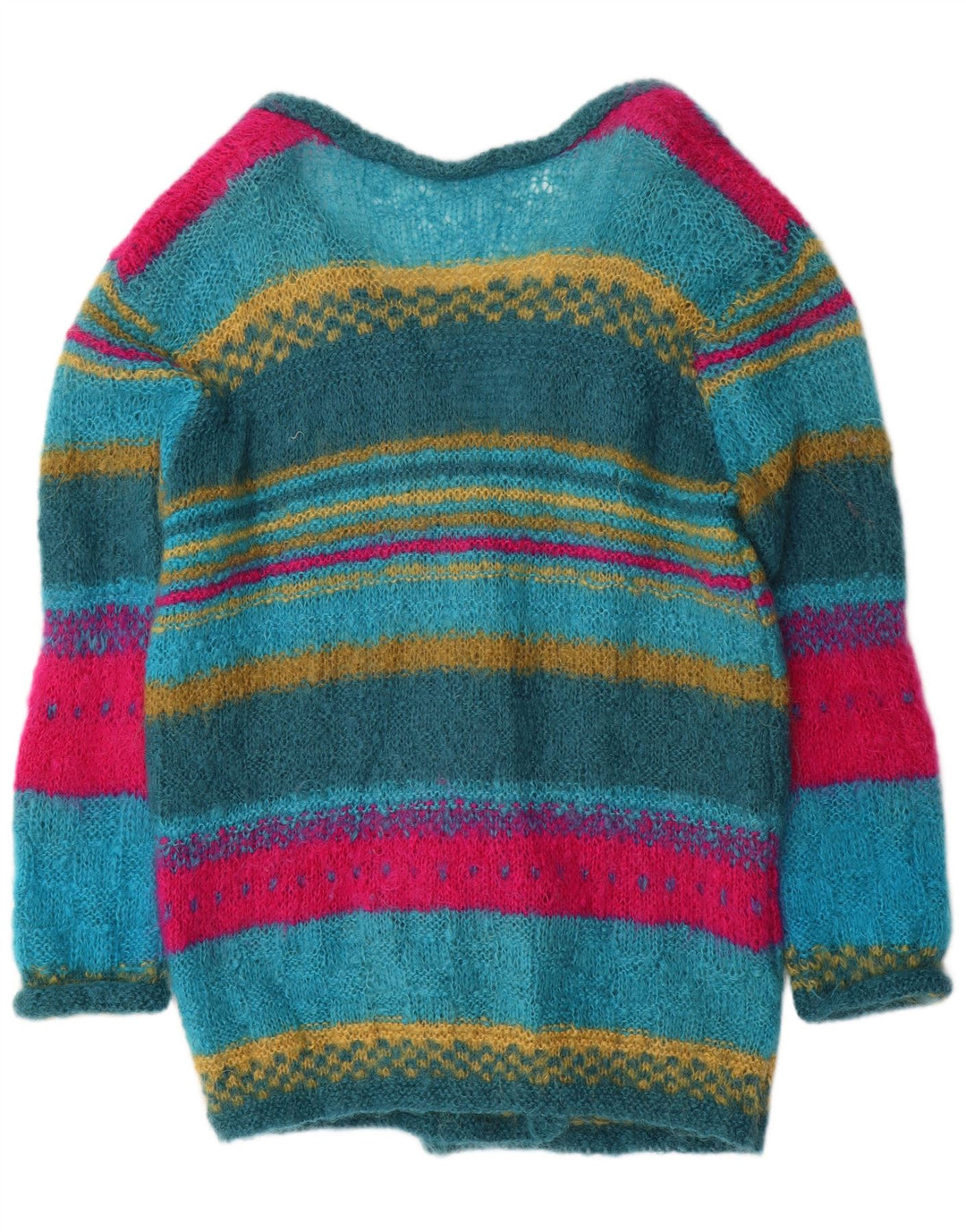 Vintage Dame Longline Cardigan Sweater UK 14 Medium Flerfarvet