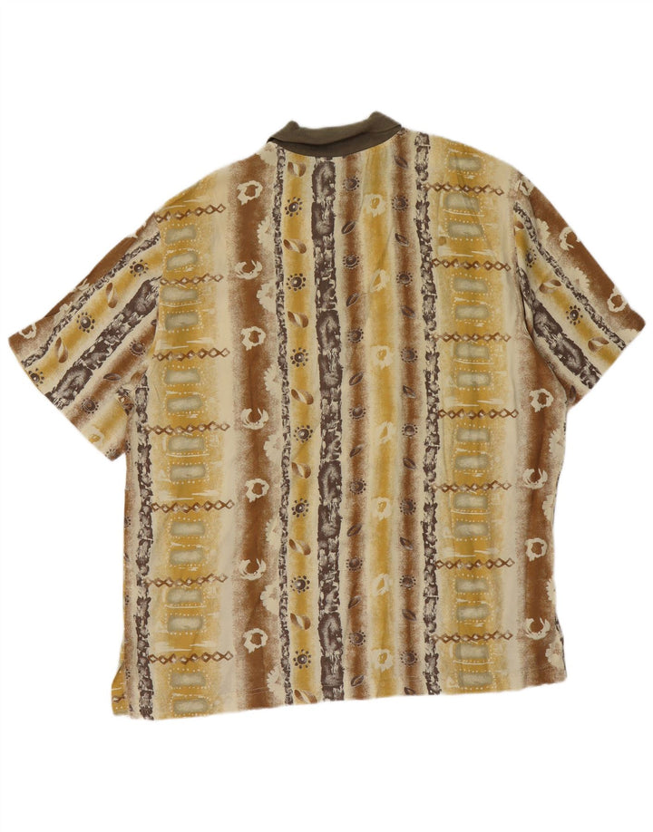 Vintage kortærmet trøje til mænd Large Yellow Floral
