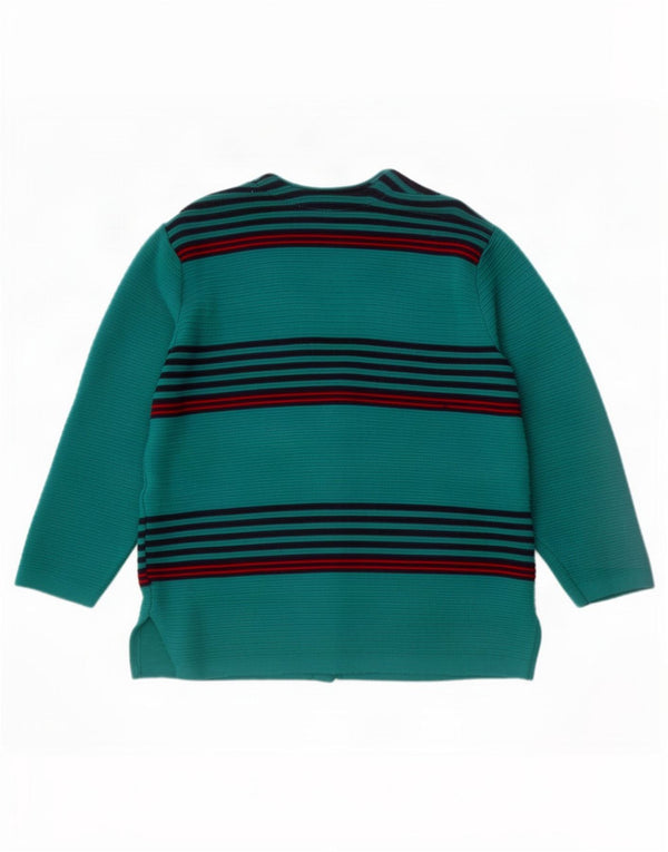 Vintage dame cardigan sweater UK 22 3XL blå stribet