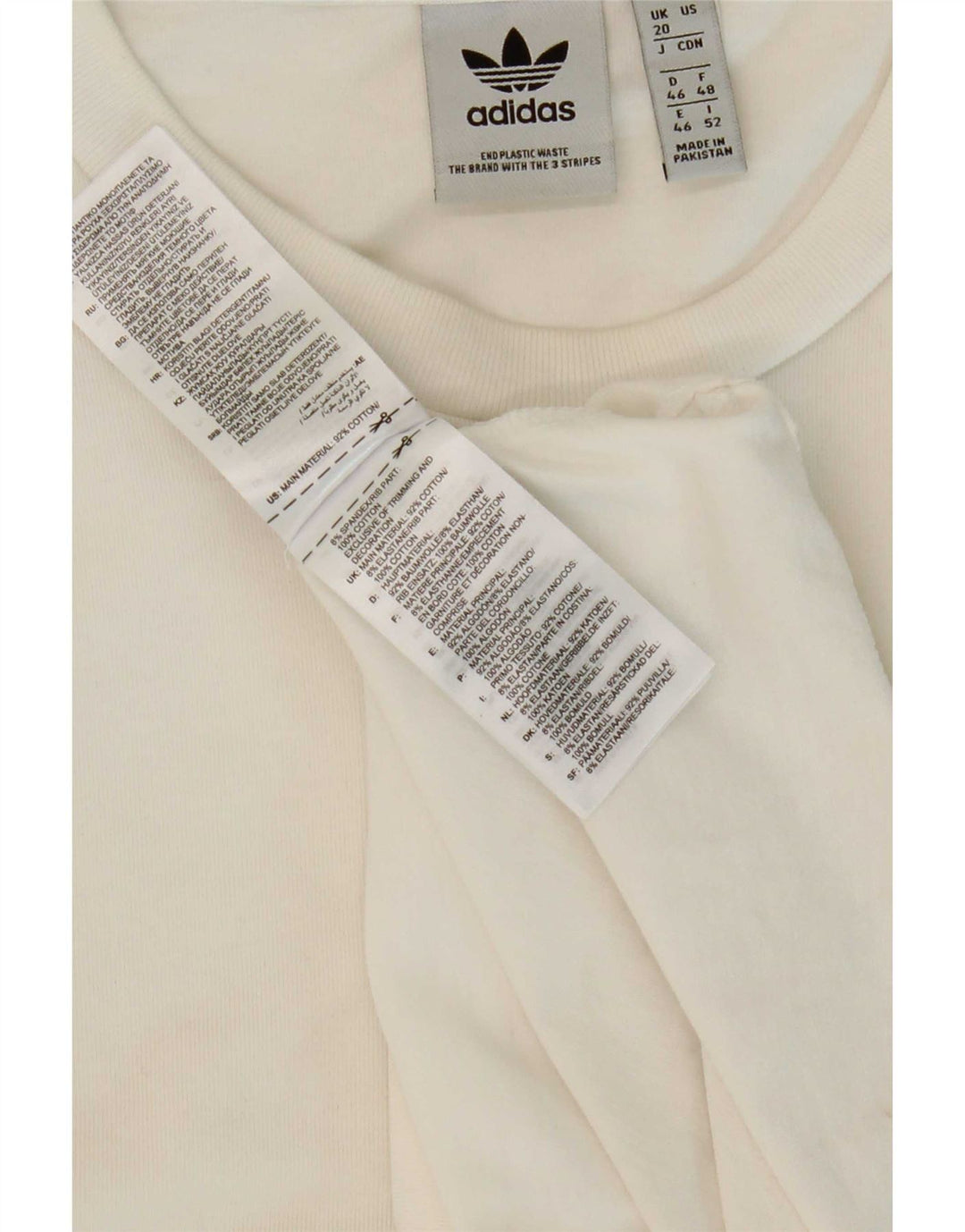 Adidas Dame Top Langærmet UK 20 2XL Hvid Bomuld