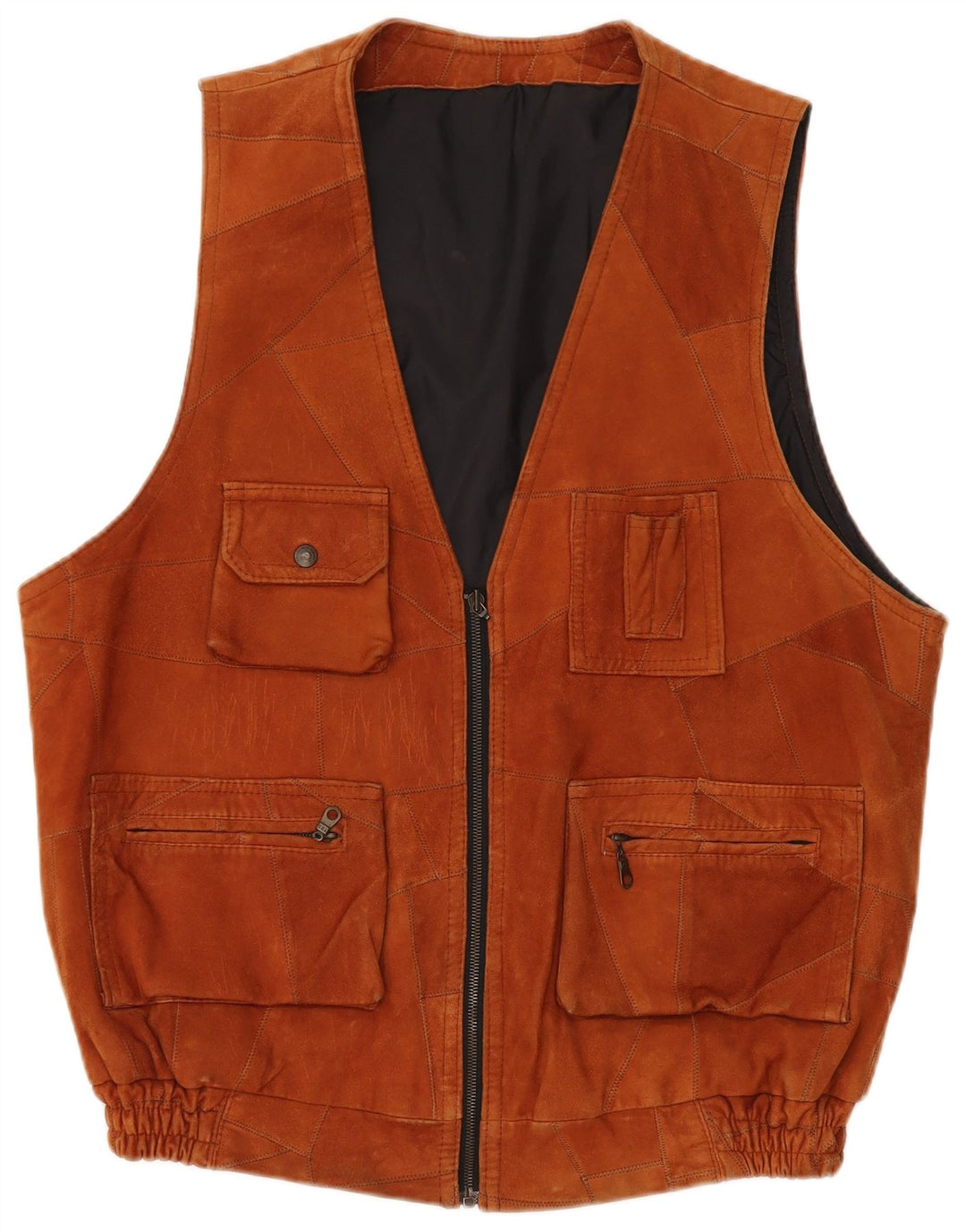 VINTAGE Herre Ruskind Gilet UK 40 Large Brown Patchwork