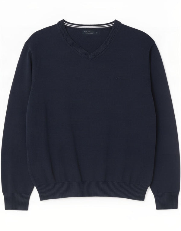 Nautica Herre V-hals sweater XL marineblå bomuld