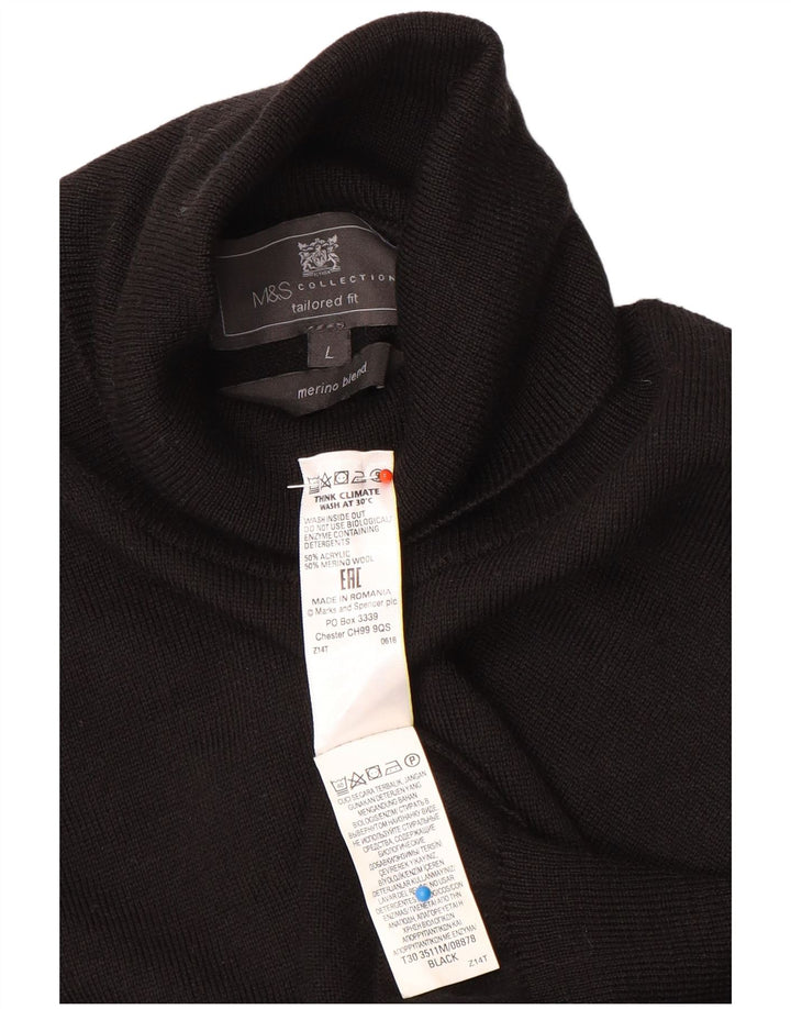 Marks & Spencer Dame Roll Neck Jumper Sweater UK 16 Large Black