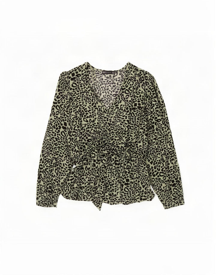 Marks & Spencer Damebluse Top UK 12 Medium Green Animal Print