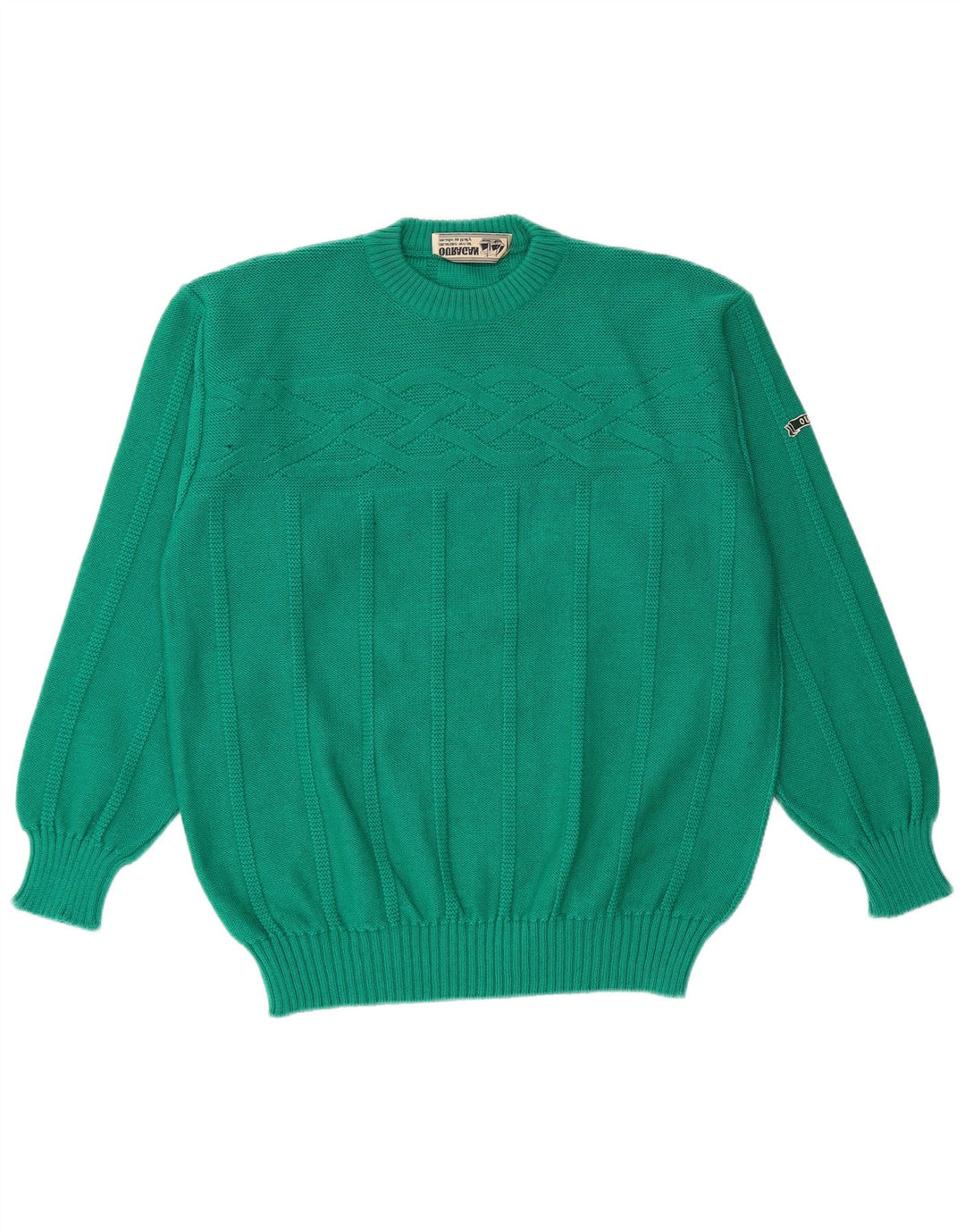 Ouragan Herre Crew Neck Jumper Sweater Medium Green Virgin Wool