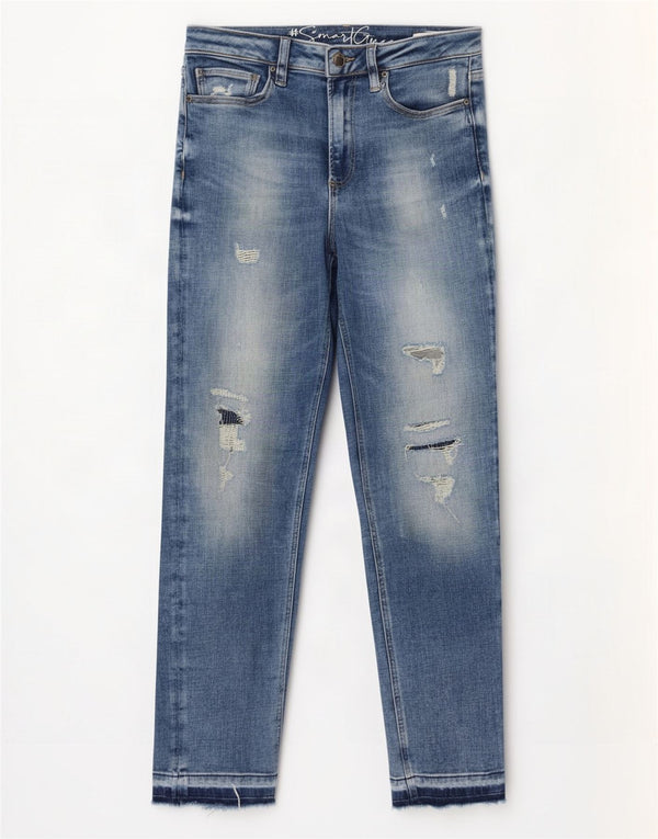 Guess Womens Distressed Slim Jeans W27 L28 Blå