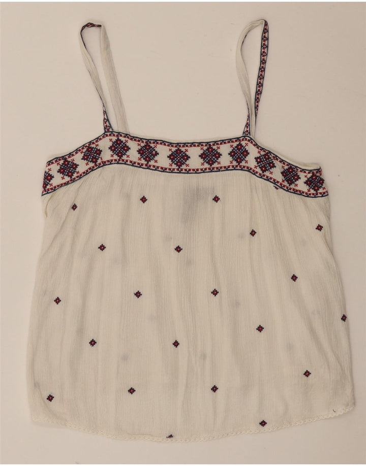 Superdry Dame Cami Top UK 10 Small White Fair Isle Viscose