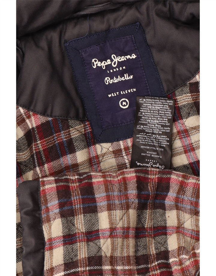 PEPE Jeans Dame hættepolstret jakke UK 14 Mellem marineblå bomuld