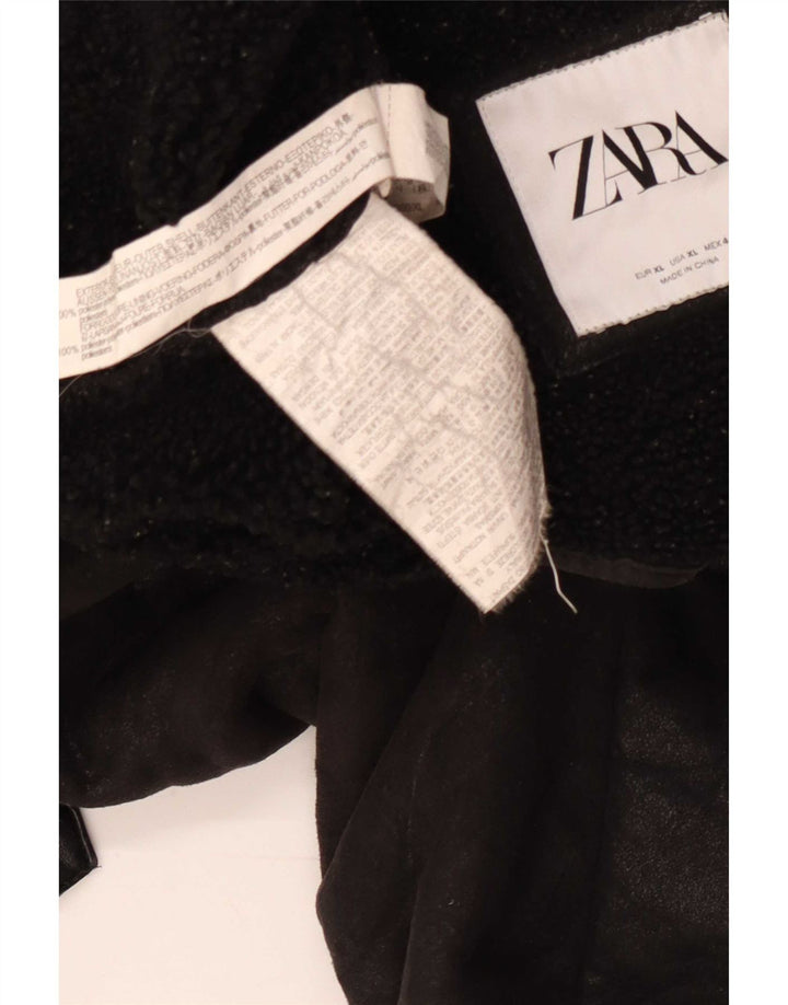 Zara Herre Sherpa Jacket UK 42 XL Sort Polyester