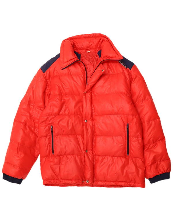 VINTAGE Polstret jakke til mænd UK 40 Stor rød farveblok polyamid