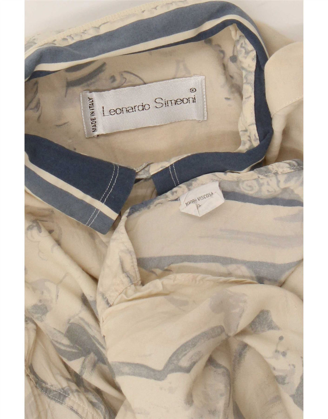 Vintage skjorte med abstrakt mønster til mænd Medium Beige Colourblock Viscose