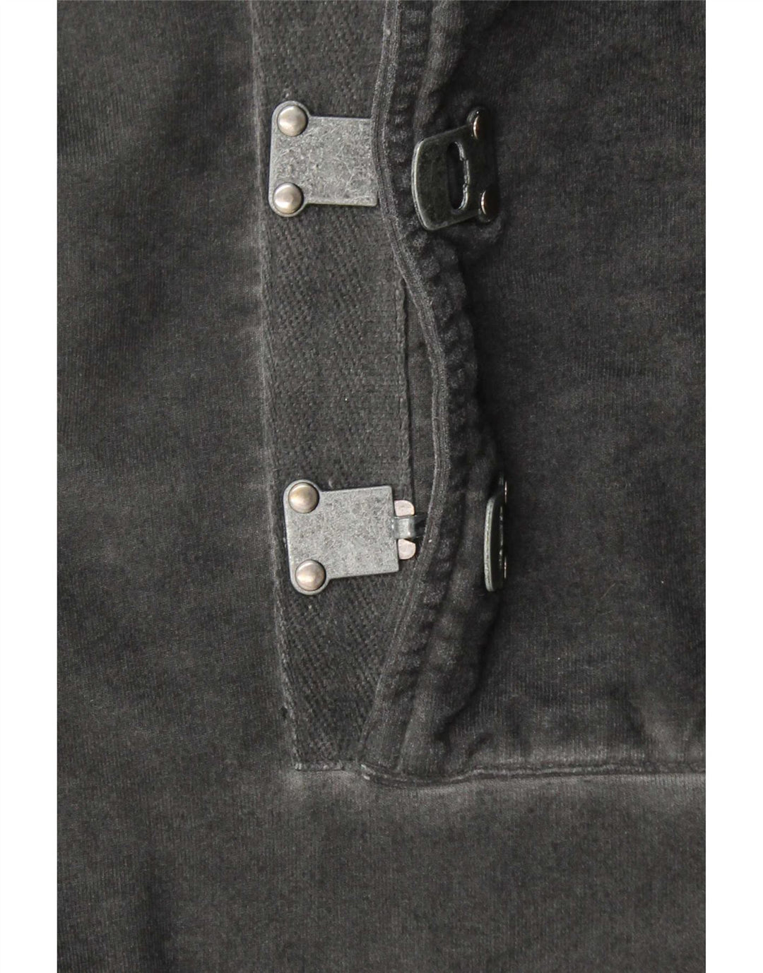 Desigual Herre Button Neck Hoodie Jumper Stor Grå Bomuld
