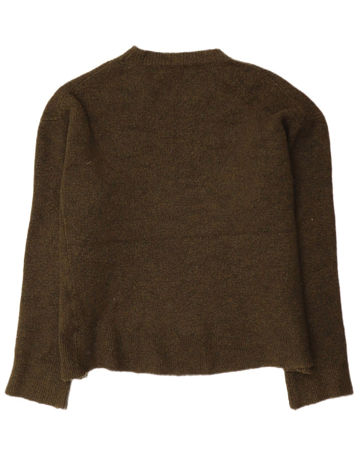 Zara Dame Oversized Crew Neck Jumper Sweater UK 14 Medium Khaki Viscose