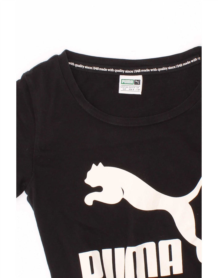 Puma Boys Grafisk T-Shirt Top 7-8 år Sort
