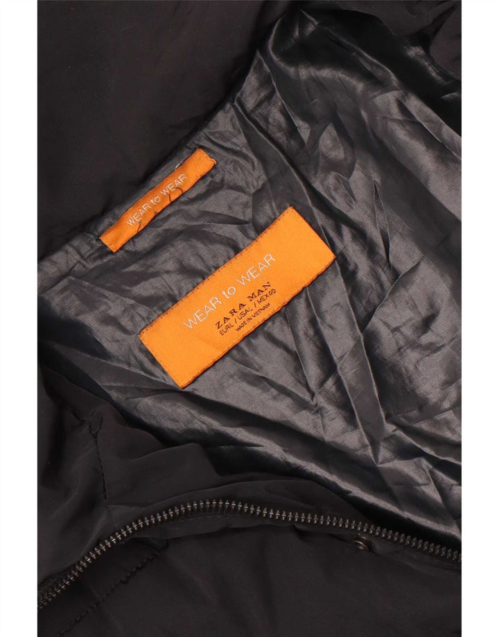 Zara Herre hættepolstret jakke UK 40 Large Black